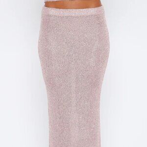 Edikted Star Shining Sequin Knit Maxi Skirt Pink Size XXS NWT
